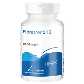 Floratrend 13 - Culture Complex with 41.5 billion CFU - 60 Capsules - 13 Probiotic Bacterial Strains - with Inulin - High Dose - Bioavailable Supplements from Germany | Vitamintrend