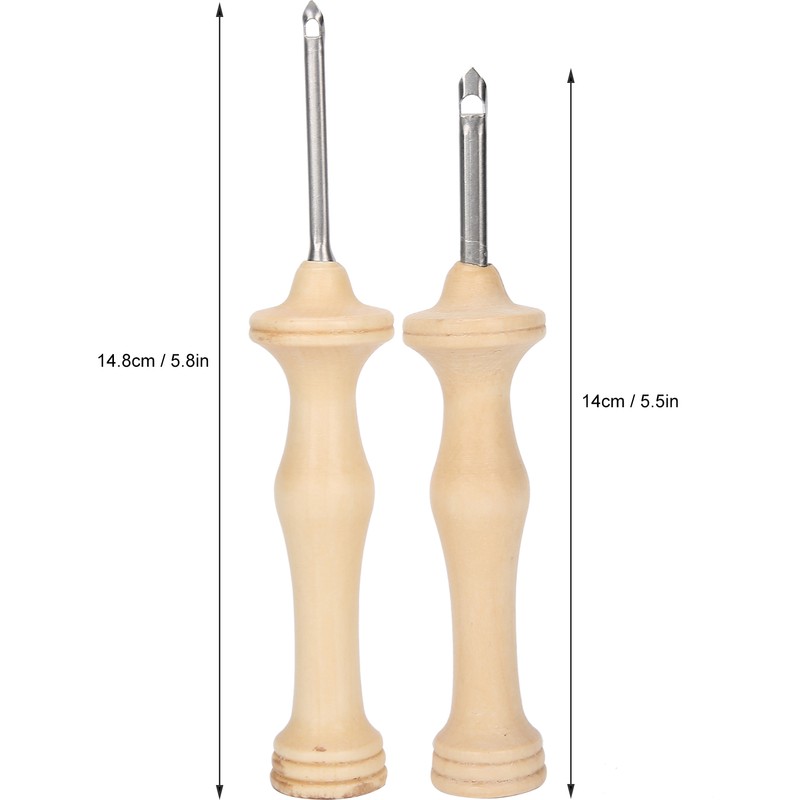 2Pcs Punch Needle Embroidery Kit Wooden Handle Yarn Needle DIY