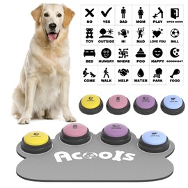 4 Pcs Dog Talking Button Set, Dog Buttons for Communication, 30s Recordable Voice Pet Buzzer Training Buttons, Speaking Button for Dogs with Anti-Slip Dog Buttons Talk Mat and 24 Scene Stickers