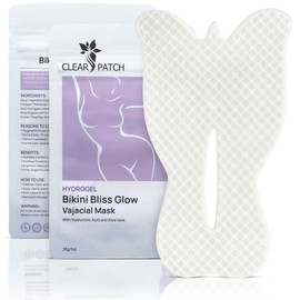 Clear Patch Bikini Bliss Glow Vajacial Butterfly Mask Hydrating & Soothing Hydrogel Mask for Bikini Area Post-Shaving & Waxing Care Infused with Hyaluronic Acid & Aloe Vera for Soft Skin (Pack of 2)