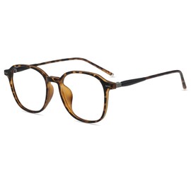 Firmoo Blue Light Filter Glasses without Prescription UV Protective Glasses, TR Full Rim Glasses Against Eye Strain, Anti-Reflective Nerd Glasses for Men and Women, Tortoise
