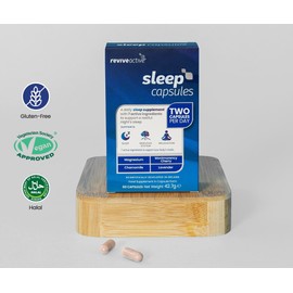 Revive Active Sleep Capsules - Magnesium, Montmorency Cherry, Chamomile & Lavender for Relaxation, Nerves & Recovery - 7 Active Ingredients - Daily Supplement - 30-Day Pack