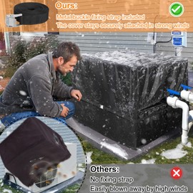PAMASE Thick Fleece Pool Heater Cover - 39.4" L*33.5" W*27.6" H Insulation Heavy Duty Pool Heat Pump Antifreeze Shade Compatible with Hayward, Winter Rainproof Snowproof PVC Coated 600D Oxford