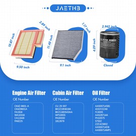 Engine & Cabin Air Filter, Oil Filter Set for Ford Transit 150 250 350 2.0L 3.2L 3.5L 3.7L Replace: CK4Z9601A BK2Z19N619A FL500S