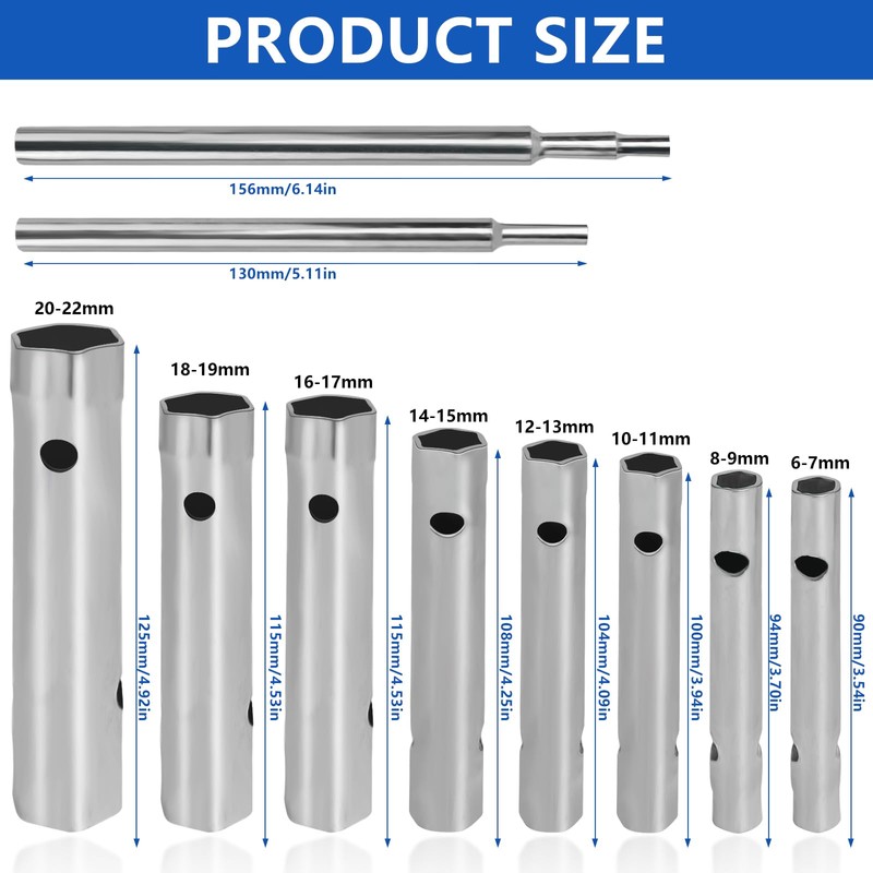 BANTI Pipe Socket Spanner Set 10-Piece Spark Plug Wrench Set