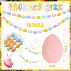 Riceshoot 2 Pcs Easter Egg Garland Pastel Easter Felt Ball Hanging Garland Banner for Party Decoration and Supply