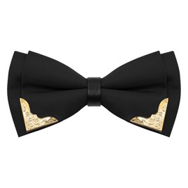 GHTIYLP Bow Ties for Men Women Metal Gold Bowtie, Pre Tied Mens Bow Tie Tuxedo Bowties Men for Prom Wedding Party (black)