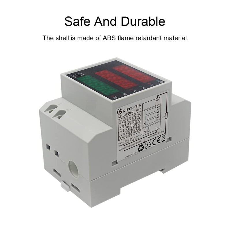 Ketotek AC 80-300V 100A AC Meter Calibrated KWh Meter Power