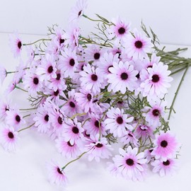 OUKEYI Artificial Flowers 12 Bundles Artificial Silk Daisy Fake Flowers UV Resistant Outdoor Fake Wildflowers with Stems Greenery Shrubs Plants Arrangements for Home Garden for Decoration (Lavender)