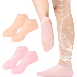 Silicone Moisturizing Socks 2 Pairs of Hydrotherapy Gel Socks ， Used to Repair Dry Feet 、Cracked Heels and Soften Rough Skin ，Male and Female Dry Skin Cracks (Medium Size）