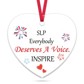7.6x7CM Thank You Speech Language Pathologist Acrylic Christmas Ornament SLP Gifts for Women Speech Language Pathology Christmas Thanksgiving Birthday Gift Xmas Tree Decoration