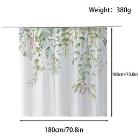 FAIRYGATE Green Shower Curtain Digital Printing Pattern Shower Curtains Polyester Fabric Waterproof Bathroom Curtains Green Plant 180 * 180 Size B9612