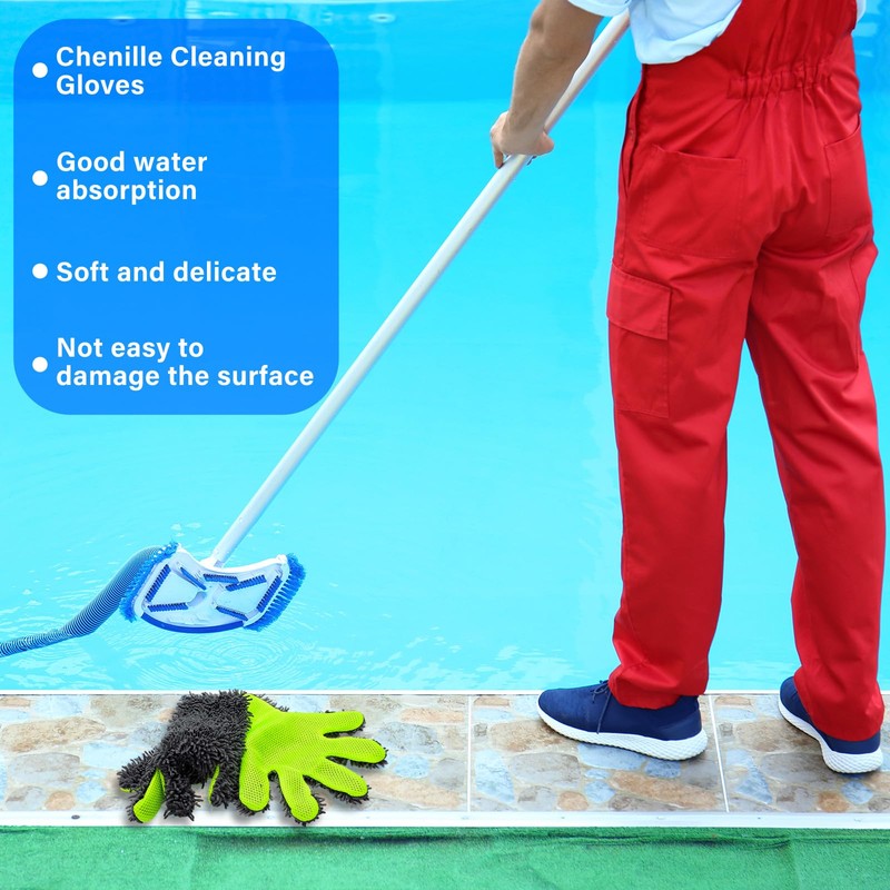 Hushee 2 Pcs Pool Cleaning Scrubbing Mitt Cleaning Gloves for