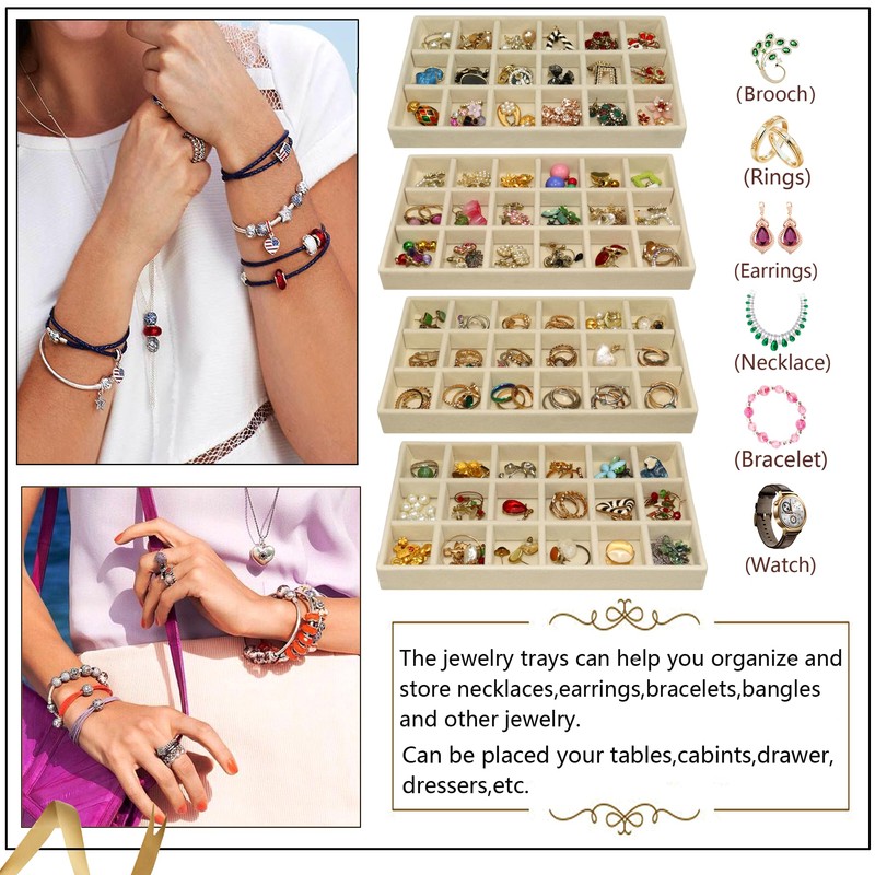 MINIBIGBOX 144 Grid Earring Organizer 8 Pack Jewelry Trays Stackable