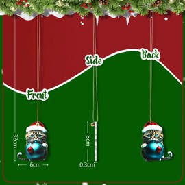 Pack of 10 Christmas Tree Cat Pendants, Christmas Tree Novelty Festive Hanging Cartoon Cat Decoration, 2D Acrylic Christmas Cat Hanging Decoration, Cute Cat Pendant Decoration, Christmas Pendant