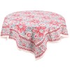 GURU SHOP Square Tablecloth, Handmade, Block Print Tablecloth - Red/Aqua,