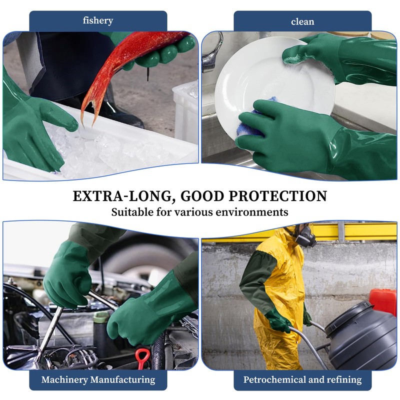 Haiou Long Rubber Gloves, 25" Elbow Length, Heavy Duty, Chemical