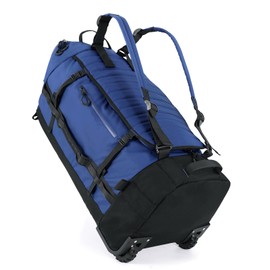 Rolling Duffle Bag with Wheels,86L 30”Folding Duffle Backpack with 2 Wheels,Travel Bag with Separate Shoe Compartment,Dark Blue