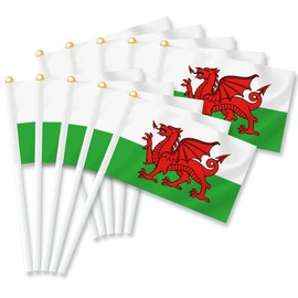 MacLand 25PCS Welsh Handheld Small Flag, Welsh Hand held Mini Decor Decoration Banner
