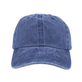 Van Der Linn Unisex Washed Denim Cap, Classic Plain Adjustable Cotton Sun Cap (Blue)