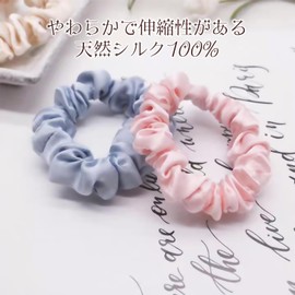 Silk Hair Rubber Hair Elastic Scrunchie Silk 100% Natural Silk Hair Elastic Hair Accessory Gentle to Hair Damage Reduction Trace Resistant SILK Hair Stopper Adult Stylish Cute (Silver Gray)