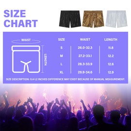 GENEMEN Mens Metallic Shorts Sparkly Shiny Holographic Short Pants Rave Outfits Booty Shorts with Pockets (Gold, L)
