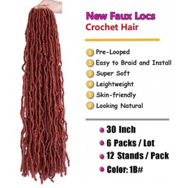 30 Inch Soft Locs Crochet Hair 6 Packs Faux Locs Crochet Hair for Black Women for Butterfly Locs Hair (30 Inch (Pack of 6), 350#)