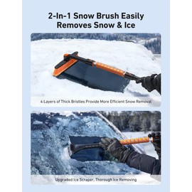 AstroAI 39.37" Ice Scraper Snow Brush for Car Windshield with 360° Pivoting Brush Head, EVA Foam Grip and Upgraded C-Shaped for Car, Truck, SUV