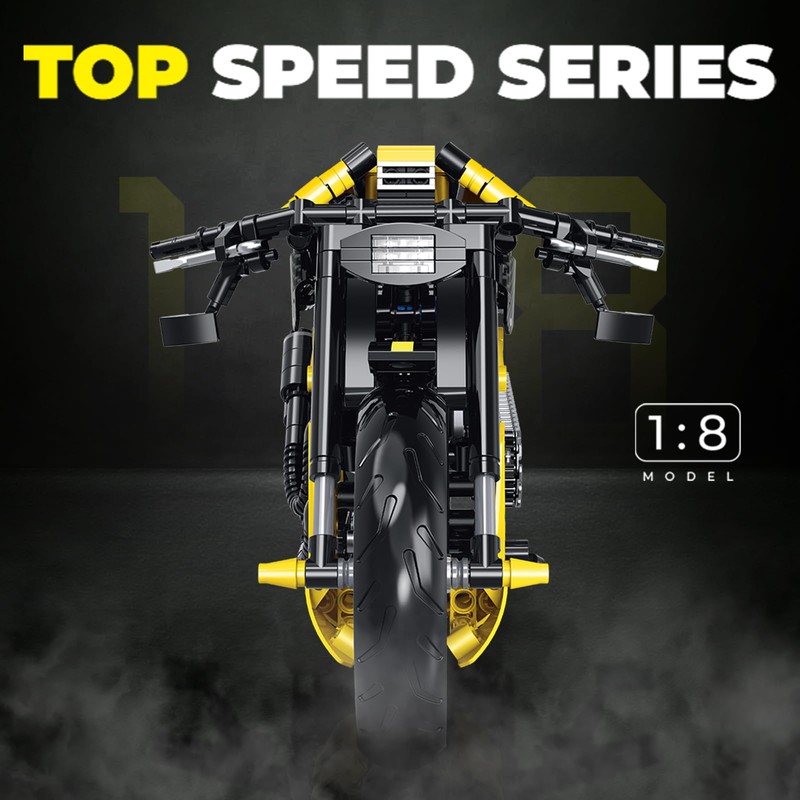 MJDDJA 1:8 Muscle Motorcycle Car Building Set for Adults, Kickstand