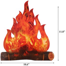 Artificial 3D Fire 3D Fake Fire 10.6 12 Inch Artificial Fires Fake Flame Paper Decorative Cardboard Campfire Centerpiece Flame Torch for Campfire Party Decorations - 6Pcs for Holidays Campfire Party Decorations, Summer Camping Theme Party Decoration, Bro