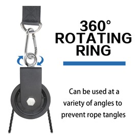 GothicBride Pulley for Ropes 90 mm Pulley with Hanging Strap and Carabiner Hook, Rope Pulley Fitness for Ropes DIY Gym Fitness Equipment Wire Rope Pulley, Load Capacity 160 kg (2)