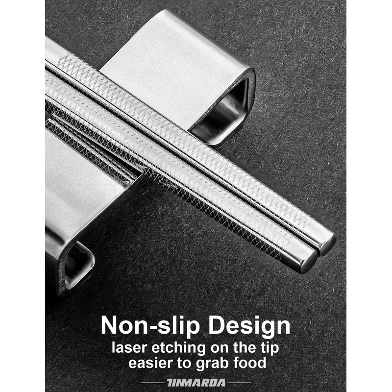 TINMARDA Metal Chopsticks Reusable 3 Pairs Stainless Steel Chopsticks Titanium