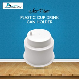 MARINE CITY White Plastic Cup Drink Can Holder with Side Drain for Boats, Marines, Yachts, Cars, RVs and Game Tables - 8 Pcs