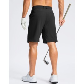 Soothfeel Men's Casual Shorts 7"/ 9" Golf Shorts for Men Flat Front Dress Work Shorts Quick Dry Lightweight with 3 Pockets Black L9.W33