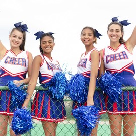 YLEN YHXX 2 PCS 8 Inch Cheer Hair Bows Large Cheer Bows Ponytail Holder Elastic Band Handmade Hair Accessories for Cheerleaders Teen Girls College Sports Outfit Uniform (Navy Blue)