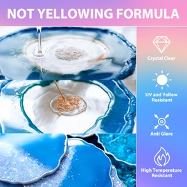 PNENTE 32OZ Epoxy Resin, Crystal Clear, No Yellowing & No Bubbles, Self-Leveling Coating & Casting Resin for Table Tops, Molds, DIY Projects – 1:1 Ratio (16OZ x 2)