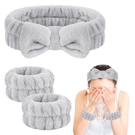 ATDORO Face Washing Headband And Wristband Set Of 3, Wristbands And Headband For Women, Absorbent Wristbands For Washing Face, Wrist Scrunchies For Skin Care