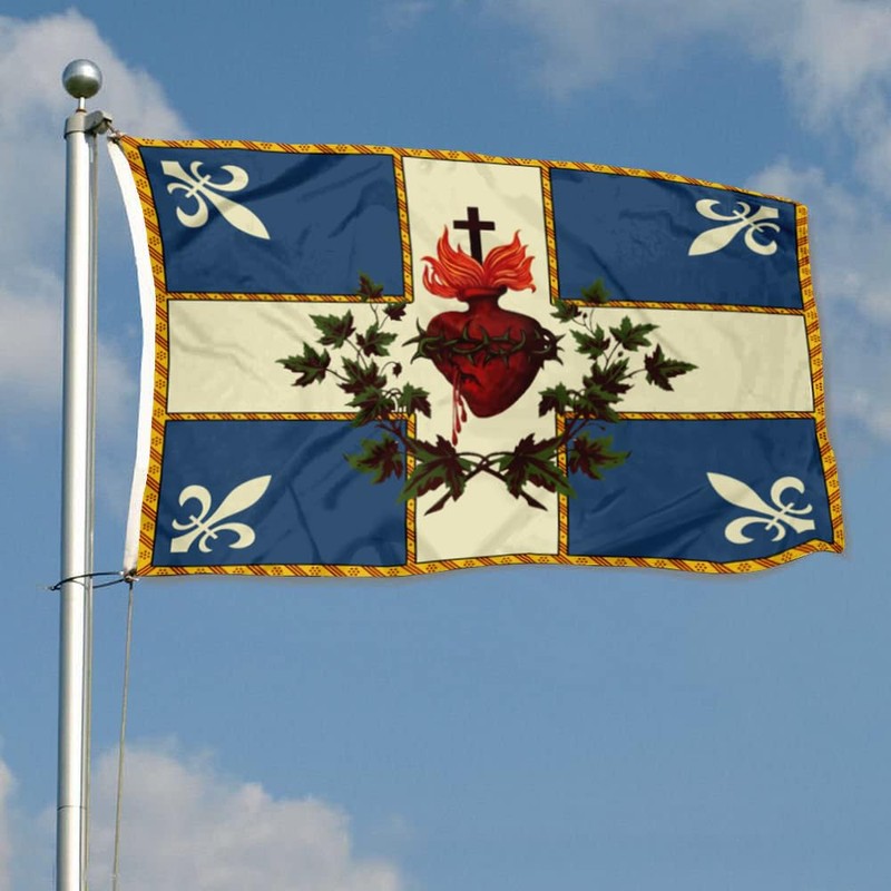 Cayyon Sacred Heart of Jesus Flag, Religious Design, Polyester, 5x3
