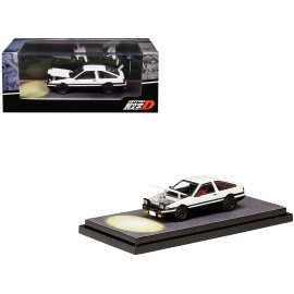 DCD for Toyota Sprinter Trueno (AE86) RHD (Right Hand Drive) White Black Engine Mounted Model VS Wataru Akiyama Initial Diecast