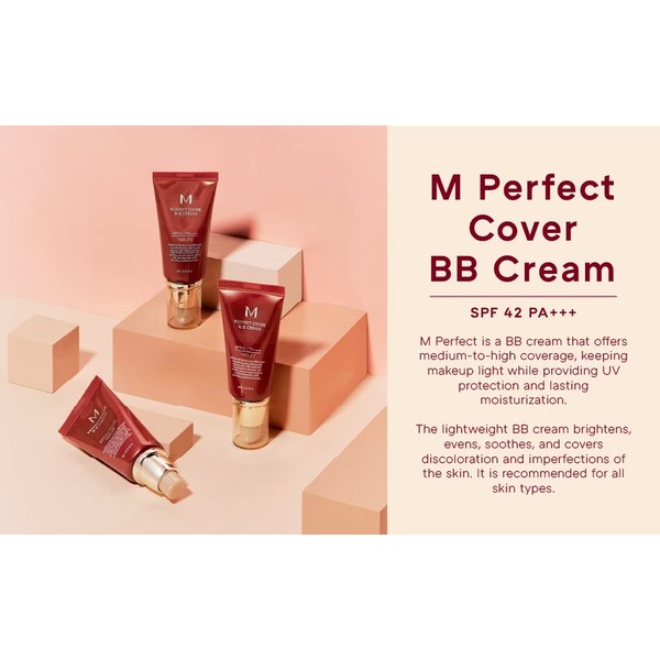 Missha M Perfect Cover No.23 SPF 42/PA+++ BB Cream, Natural Beige, 1.7 Ounce