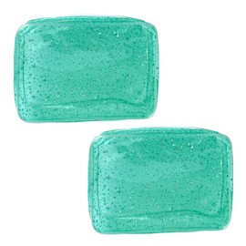 TotePrint 2PCS Transparent Green Star Cosmetic Bag, Measuring 9.84 * 2.36 * 7.08 inches, Washing Storage Pouches for Travel and Daily Life (Green star-2pcs)