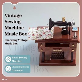 Vintage Sewing Machine Design Music Box, 1 Count Retro Sewing Machine Music Box, Home Decor Ornament,  Funny Gift    for Birthday & Christmas