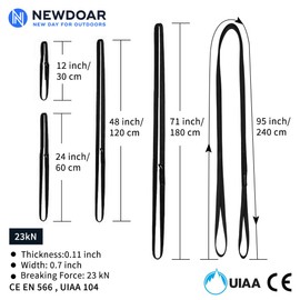 NewDoar CE & UIAA Certified Climbing Sling 16mm Nylon Sling Runners 22KN 4840LB Climbing Utility Cord Rock Climbing,Creating Anchors System,Rappelling Gear,Perfect for Tree Work-Black/48''(120cm)1pcs