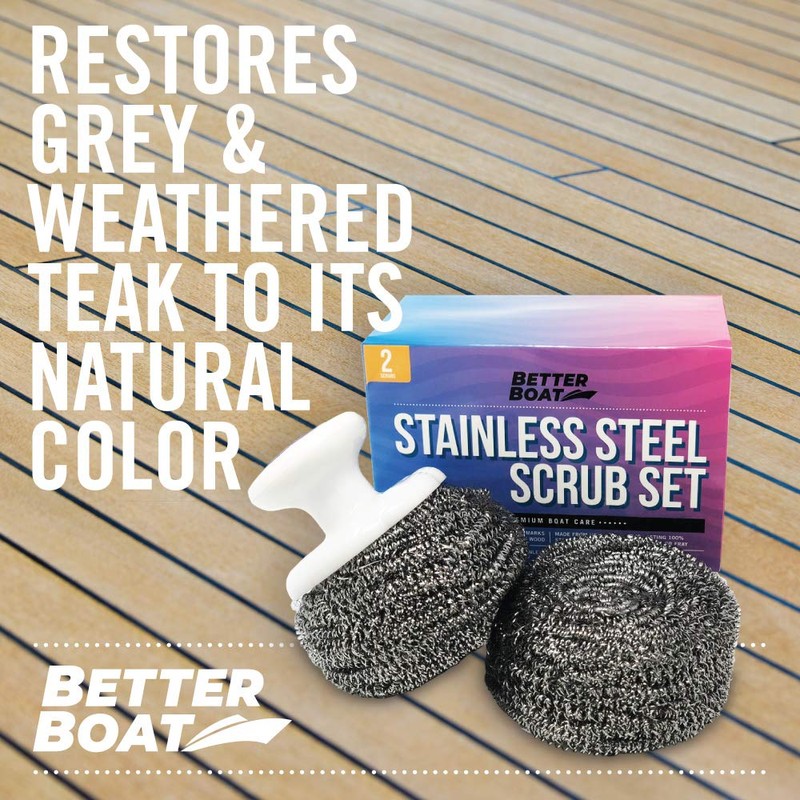 Stainless Steel Scrubber Set, Marine Grade Steel Wool Scouring Pads
