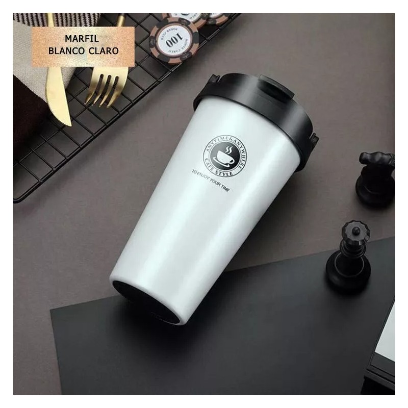Francisco® Vaso Termo De Acero Inoxidable Con Tapa Y Asa
