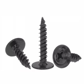 FandWay 100Pcs M4.2 x 38mm Wafer Head Self-Tapping Screws, Modified Truss Head Self Drilling Screw, Self Tappers Screws for Sheet Metal, Aluminum, Wood, Plastics. (Black)