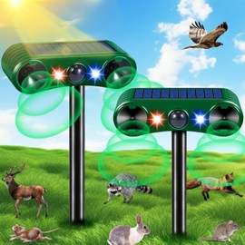 2025 Solar Ultrasonic Animal Repeller Outdoor,2 Pack Deer Repellent Devices with Motion Sensor & Flash Lights,Animal Deterrent for Cat Squirrel Dog Raccoon Skunk Rabbit Repellent for Yard Garden ﻿