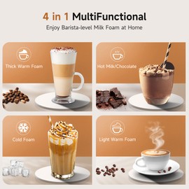 Eastsign Milk Frother, Milk Steamer for Coffee, 4 in 1 Electric Milk Frother and Steamer, Warm and Cold Foam Maker, Hot Chocolate Maker, Milk Warmer, 12oz/350ml Frother for Latte, Cappuccino, Matcha