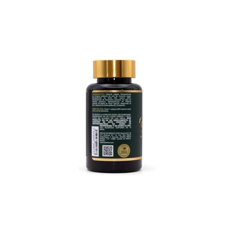 Cúrcuma Nanocomplex con Quercetina, Piperina, Zinc, Vitamina D3 y Ácido