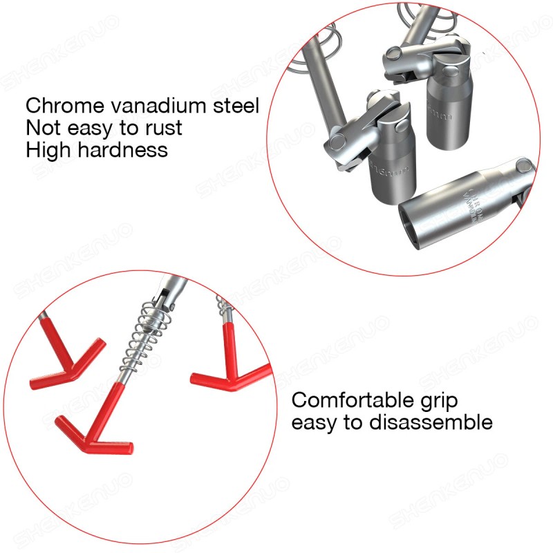 QUAYUB Car Spark Plug Remover Installer 16mm T-Handle Flexible Spanner